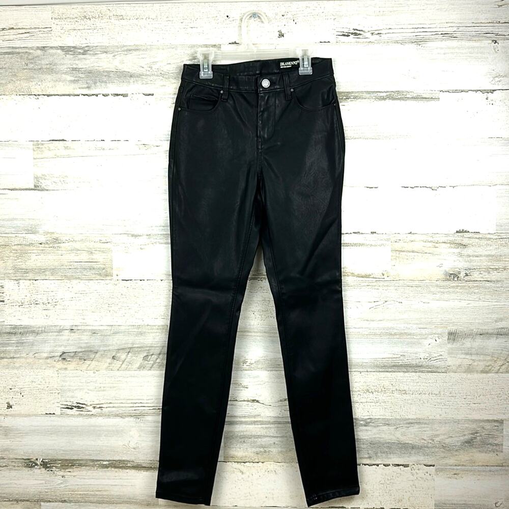 Blank NYC Womens 26 Black Vegan Leather Mid Rise Skinny Pants NEW